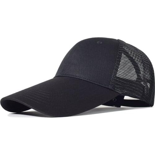Long Brim Sun Protection Adjustable Summer Men Dad Hat Black White Mesh Breathable Shading Trucker Cap Men Baseball Cap