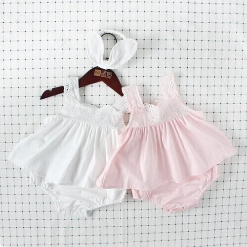 Infant Baby Girls Clothes Set 2020 Summer Kids Girl Clothing Headband+Bodysuit 100% Cotton Infant Newborn 0-24Months Outfits Set