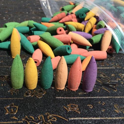 Mixed 50Pcs Big 3.5cm Natural Reflux Tower Incense Rose Osmanthus Sakura Smoke Cone Backflow Incense Bullet