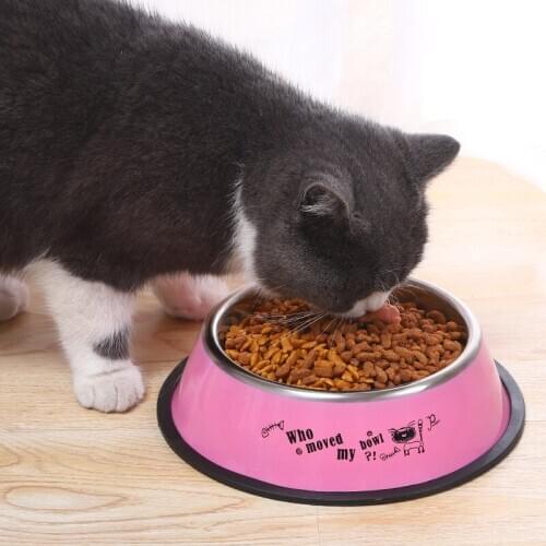 1Pc Anti-skid Dog Cat Food Bowls Stainless Steel Pets Drinking Feeding Bowls Dogs Cats Water Bowl Pet Tools Pet Supplies