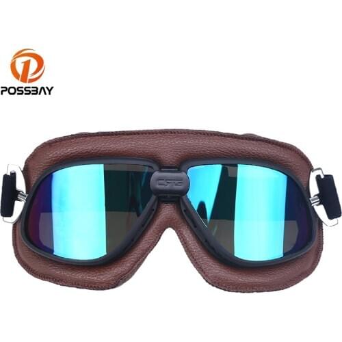 POSSBAY Motorcycle Goggle Ski Goggles Glasses Racing Bicycle Bike Scooter Motocross Steampunk Cruiser Helmet Eyewear Glasses MTB
