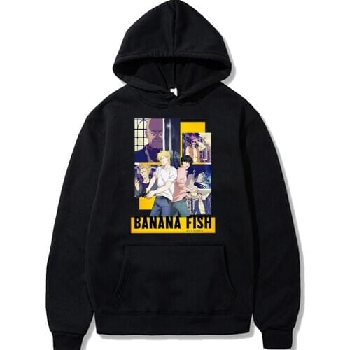 Harajuku Banana Fish 2 Unisex Hoodies Japanese Anime Printed Mens Hoodie Streetwear Pullover Streetwear Clothes