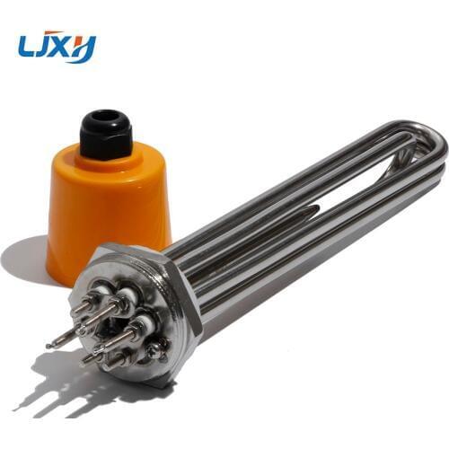 LJXH DN32 1 1/4" bsp Thread 3U Tubular Electrical Immersion Heater Heating Element with Probe and Ground Screw 3/4.5/6/9/12KW