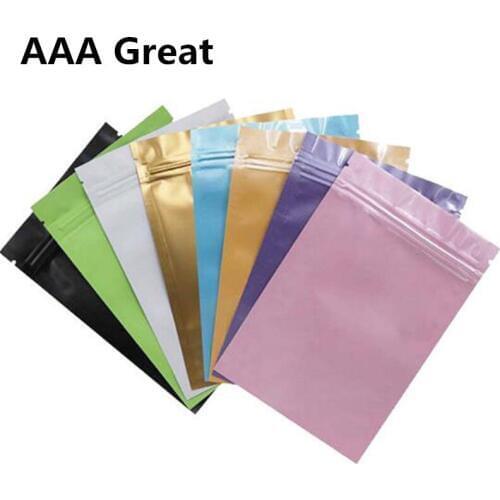 Aluminum Foil Zipper Packing Bags Food Storage Zip Lock Resealable Packaging Pouch For Tea Snack Packaging 100Pcs/lot