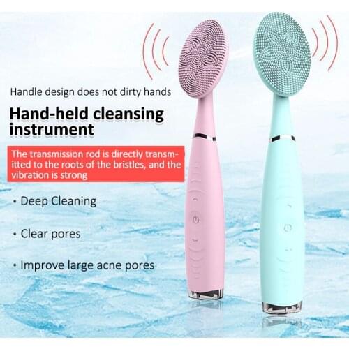 Rechargeable Electric Facial Cleaning Brush Sonic Vibrator Waterproof Pore Cleaner Face Brush Washing Massage Silicone Skin Care