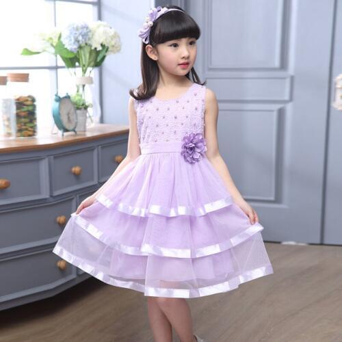 Girls dress 2019 Summer kids dresses for girls cute flower layered dress girls clothes princess dress vestidos 2 colors age4-15Y