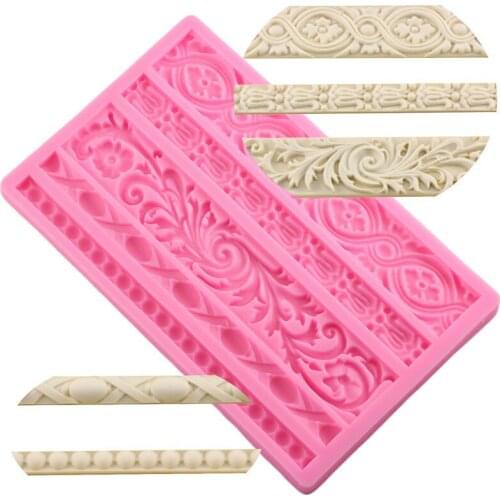 DIY Sugarcraft Cake Border Decorating Frame Silicone Mold Baroque Scroll Relief Fondant Candy Clay Chocolate Gumpaste Molds