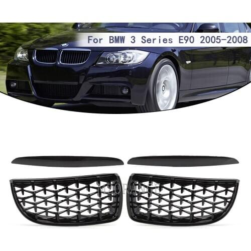 Car Front bumper Kidney Grille For BMW E90 E91 3 Series 2005 2006 2007 2008 Racing Grills Gloss Black style