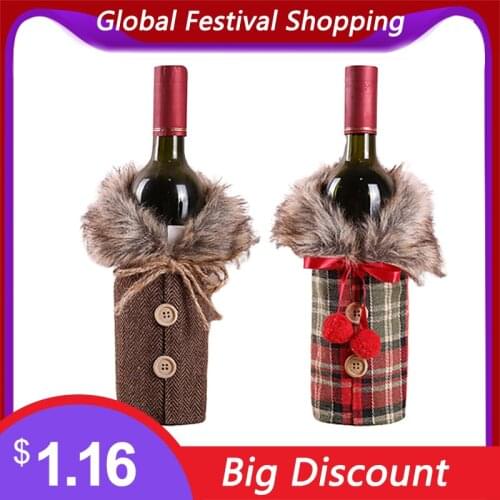 Santa Claus Christmas Wine Bottle Cover Merry Christmas Decorations For Home New Year 2021 Home Bars Dinner Table Xmas Decor