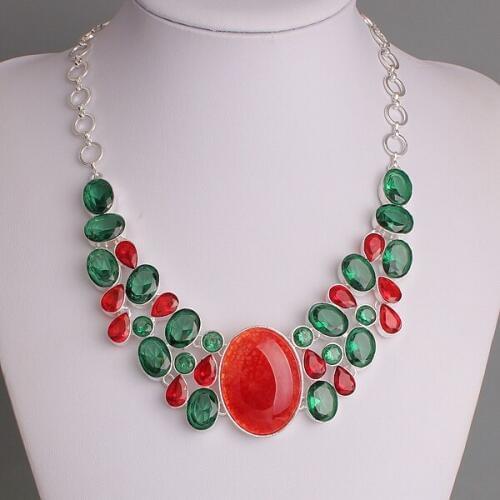 Christmas Gift High Quality Red Green Fashion Synthetic Crystal Choker Necklaces For Women SGN-P026