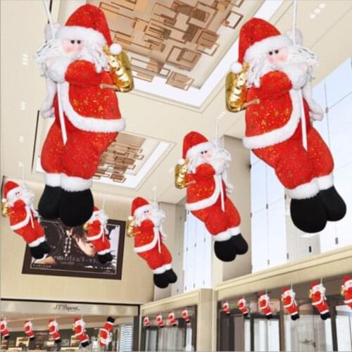Christmas Decoration Rope Climbing Santa Claus Doll Pendant Shopping Mall Window Layout Hanging Merry Xmas Ornaments