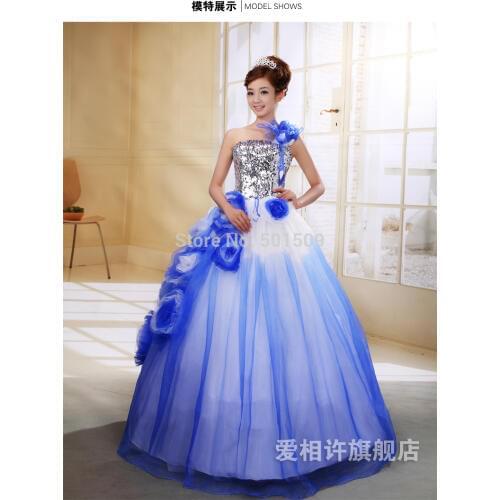 Silver sequins bead royal blue medieval dress Renaissance gown princess Victorian Gothic/Marie Antoinette/Colonial Belle Ball