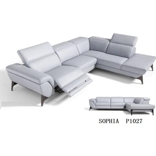 Modern leather sofa corner sofa Recliner with genuine leather (electric recliner)