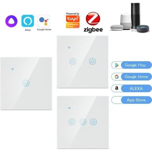 Wireless Smart Light Switch Zigbee 3.0 1-4 Channel Touch Switch Work With Ewelink APP Alexa Echo Siri Google Alice Smart Home