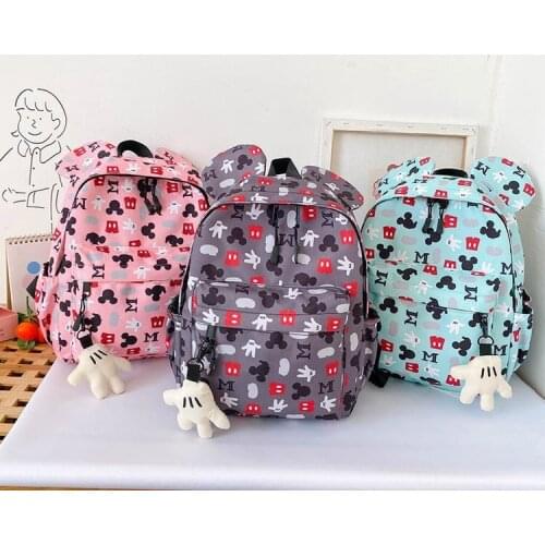 Kindergarten Student Backpack Mickey Mouse Print Large-capacity Schoolbag Cute and Lightweight Childrens Backpack for 3-12 Yrs