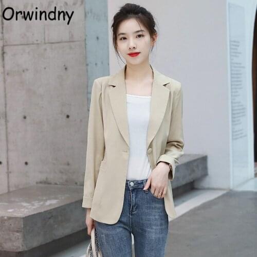 Orwindny Women Blazer Office Lady One Button Suit Coat High Street Spring Clothing XS-2XL Elegant Jackets Female