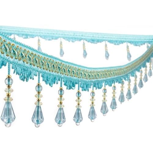 11.5 Meter Curtain Tassel Trim Pumpkin Crystal Bead Ribbon For Sewing Curtain Fringe Macrame Decoration Upholstery Fabric