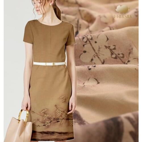 130cm heavy silk linen fabric 35mm digital printed chinese silk fabric clothing dress natural linen fabric wholesale linen cloth