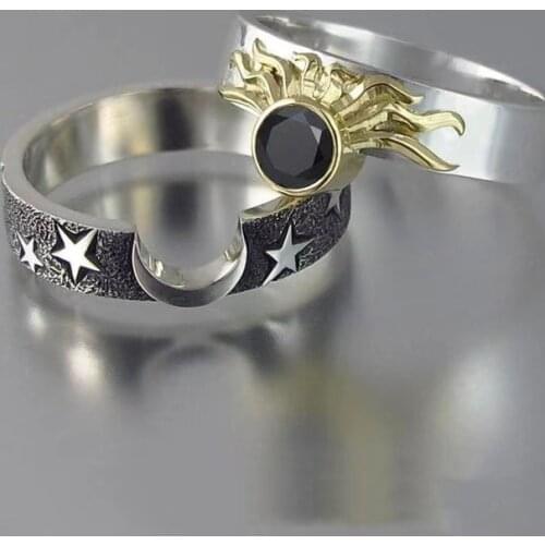 2021 New Exquisite Moon Star Couple Minimalist Ring Set For Men Women Couple Engagement Wedding Jewelry Gifts Accessories