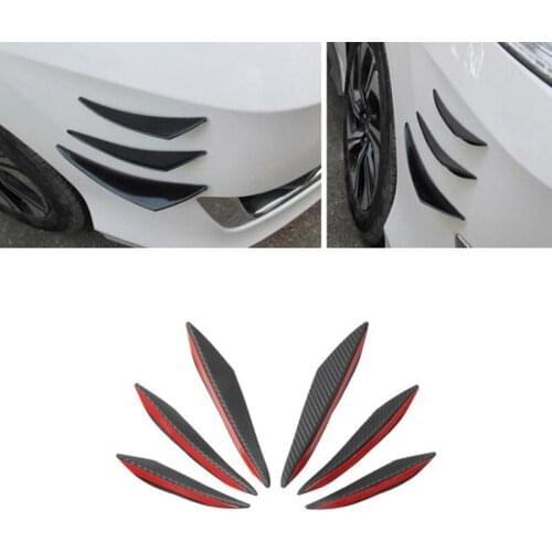 6pcs/set Universal Front Bumper Lip Decoration Diffuser Splitter Fins Body Spoiler Canards Valence Chin Car Tuning Canard