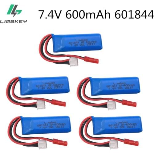7.4V 600mAh 20C Lipo Battery for WLtoys K969 K979 K989 K999 P929 P939 RC Car Parts 2s 7.4v Battery 5pcs/lots