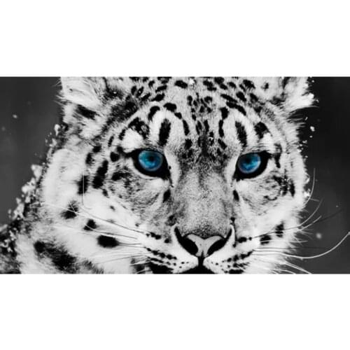 Square and round drills DIY Diamond Painting White tiger with blue eyes Animal 3D Embroidery Cross Stitch Mosaic Home Decor