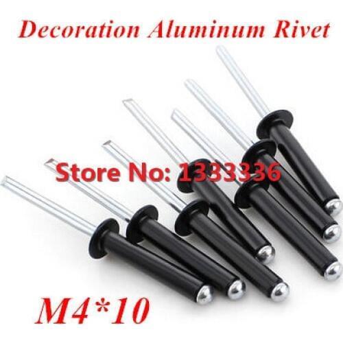 100pcs M4*10 Black Aluminum POP Rivet Core Pulling Decoration Rivets