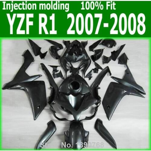 Black block fairing kit For YAMAHA YZF R1 07 / 08 ( High quality Abs plastic ) Fairings CQ78