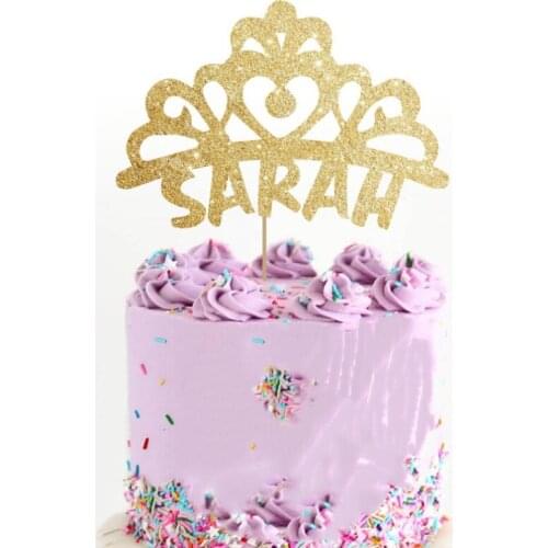 Custom Princess crown cake topper Princess party birthday glitter cake topper personalised cake decoration Princess carriage