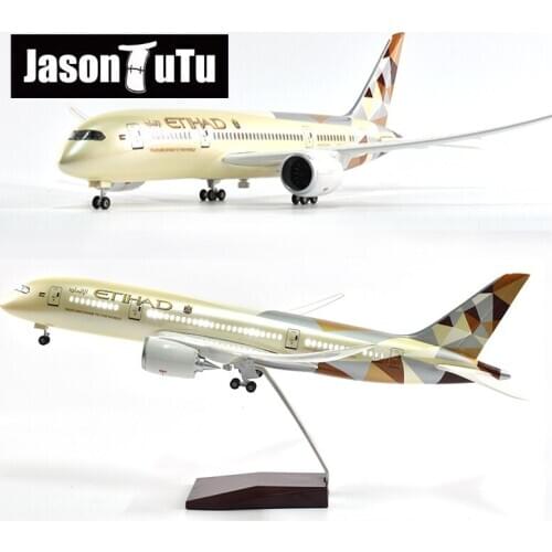 JASON TUTU 43-47cm Etihad Boeing b787 Airplane Model Aircraft 1/160 Scale Diecast Resin Light and Wheel Plane Gift Collection