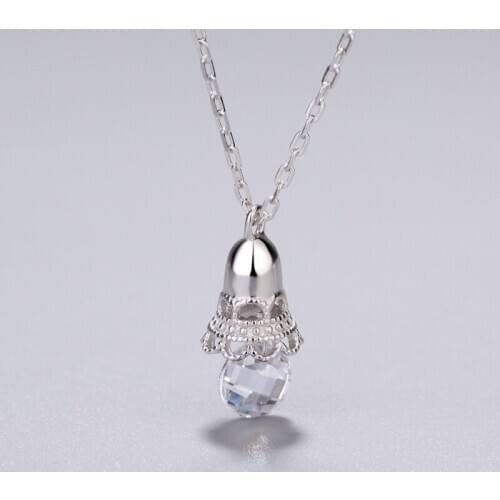 Korea Hollow Bell Water Droplets 925 Sterling Silver Clavicle Chain Trendy Female Necklace SNE159