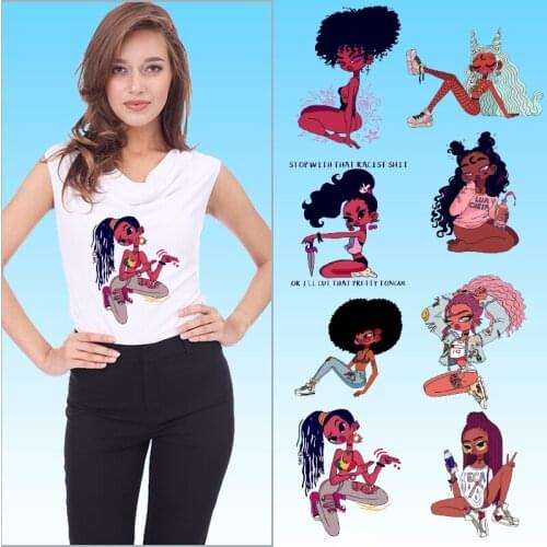 Colourful girls beauty Heat-sensitive patches Thermal Stickers Heat Transfer PVC Patch Printed Ironing For Clothing