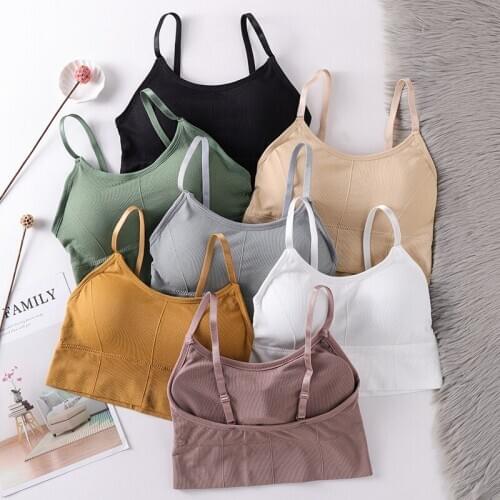 Women Tank Crop Top Seamless Underwear Female Crop Tops Sexy Lingerie Intimates With Removable Padded Camisole Femme Fashion
