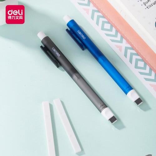 Deli 71098 Correction Supplies Pencil Rubber Retractable Press Eraser School Stationery Erasers for Kids For Drawing Sketch