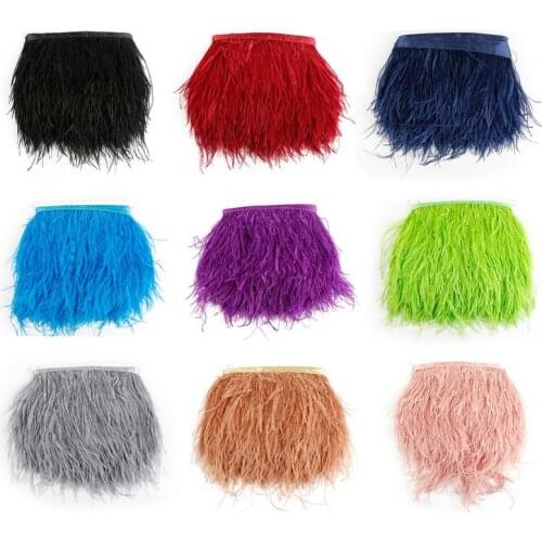 15 Colors Natural Ostrich Feather Trim Fringe Ribbon Lace DIY Craft Feathers Dress Skirt Clothing Decoration Wedding Accessories