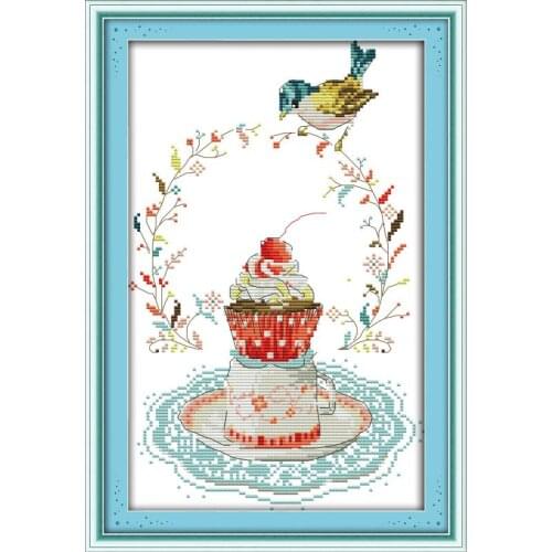Joy Sunday The Pastry and Bird Counted Cross Stitch Kits 11&14CTDIY Embroidery Kits Needlework Sets for Home Decor Handmade Gift
