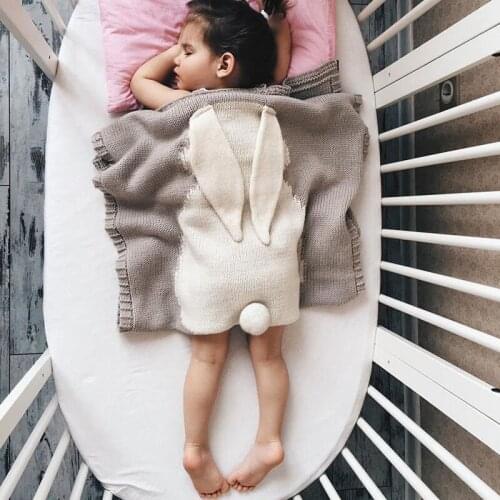 Baby Blankets Knitted Newborn Swaddle Wrap Blanket Cute Rabbit Toddler Photograph Props Multifunction Children Covers 73*108cm