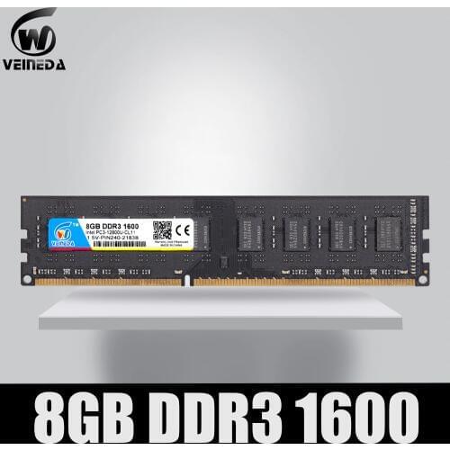 VEINEDA Memoria 16gb ddr3 2x8gb Dimm Ram ddr3 1600 pc3-12800 For Intel AMD Desktop Mobo