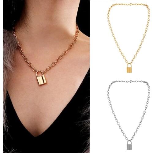 Lover Lock Pendant Choker Necklace Steampunk Padlock Heart Chain Necklace Collier Best Couple Jewelry Gift Dropshipping