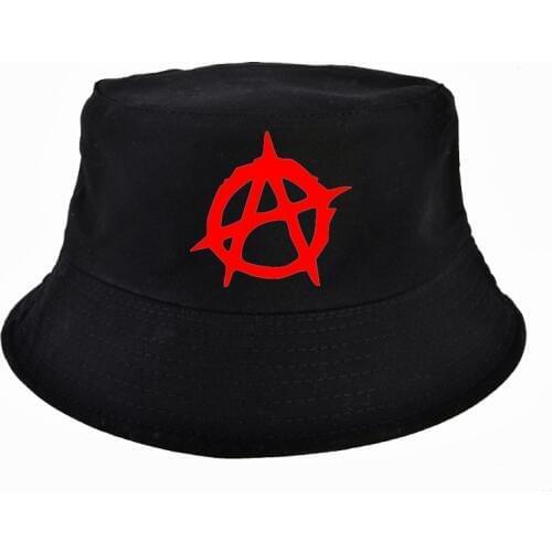 Print Casual Men Women Brand Anarchy Symbol hat Punk Rock Bucket Hats Summer Fisherman Panama caps hunting cap