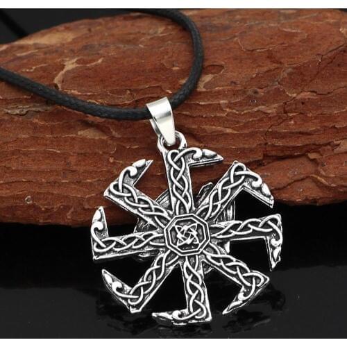 Slavic Pendant Kolovrat Symbol Amulet And Talisman Vintage Jewelry VinKing odin raven Necklace