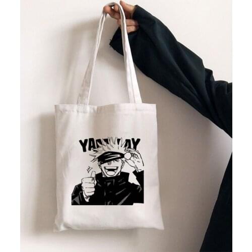 Shopper Tote Bags Harajuku Women Anime Jujutsu Kaisen Manga Female Canvas Shoulder Bag Shopping Bag Handbag Eco Large-capacity