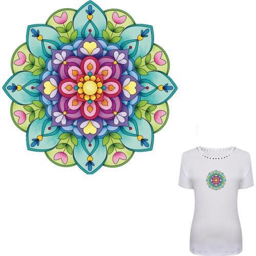 COSBILL Iron On Stickers Mandalas Patch For Clothing Heat Transfer Applique 3D Watercolor Patches For Clothes Best Gift Y-951