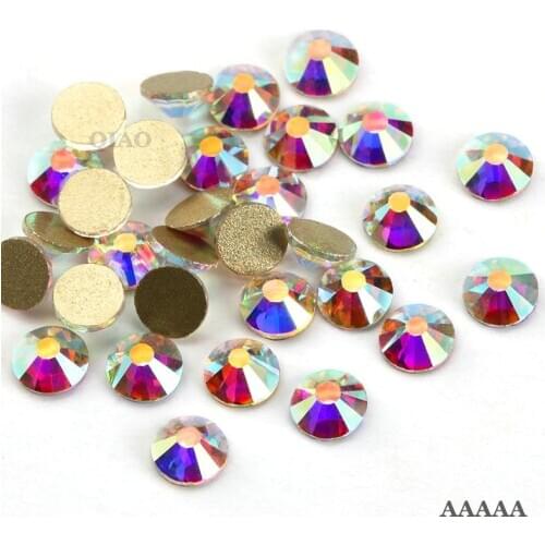 Top quality AAAAA Promotions! SS3-SS30 Crystal AB flatback rhinestone Iron non- Hotfix glue on Strass Shiny More Bright