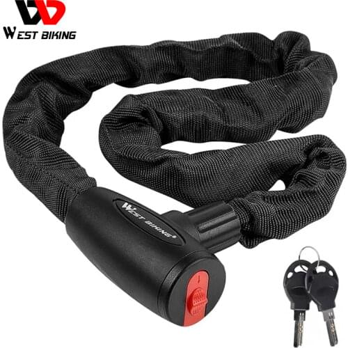 WEST BIKING Bicycle Lock Steel Anti-Theft Bike Chain Lock Security Reinforced Cycling Chain Lock Motorcycle Bicycle Accessories