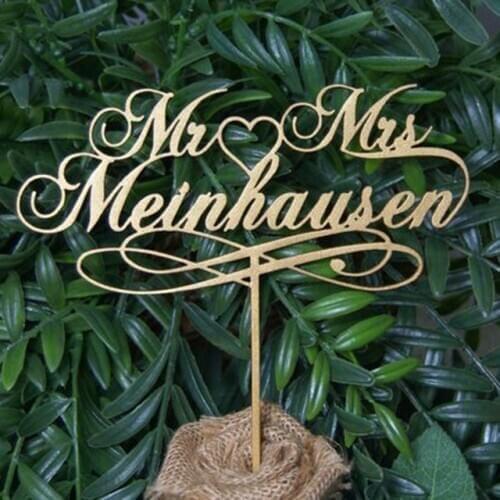 Custom Wedding cake topper personalized surname.Personalized wedding cake topper. Rustic wedding Party with gold cake topper