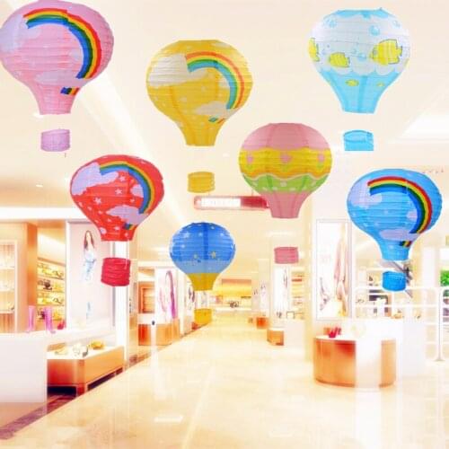 Rainbow Printing Paper Lantern 30cm 1pc Hot Air Balloon Wedding Decoration Childrens Bedroom Hanging Birthday Party Decorations