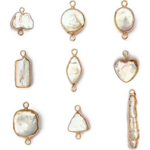 1pc Natural Freshwater Pearl Charms Connector Pendant for DIY Earrings Bracelet Necklace Jewelry Making Findings Accessories