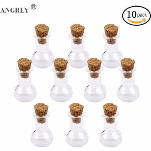 10 Pcs Wish Bottles Tiny Small Empty Clear Cork Glass Handmade Bottles Vials For Wedding Holiday Decoration Christmas Gifts