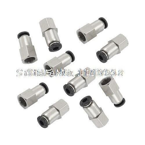 10 x Straight Quick Connectors Pneumatic Fittings 4mm x 1/8" PT Female Thread